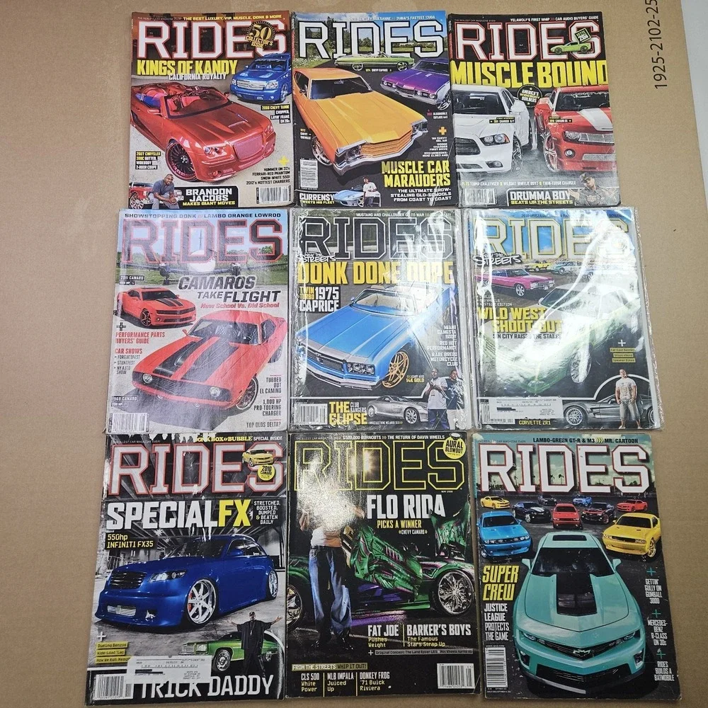 Lot of 9 RIDES Magazines (2008-2012) Donk Box & Bubble Flo Rida Trick Daddy